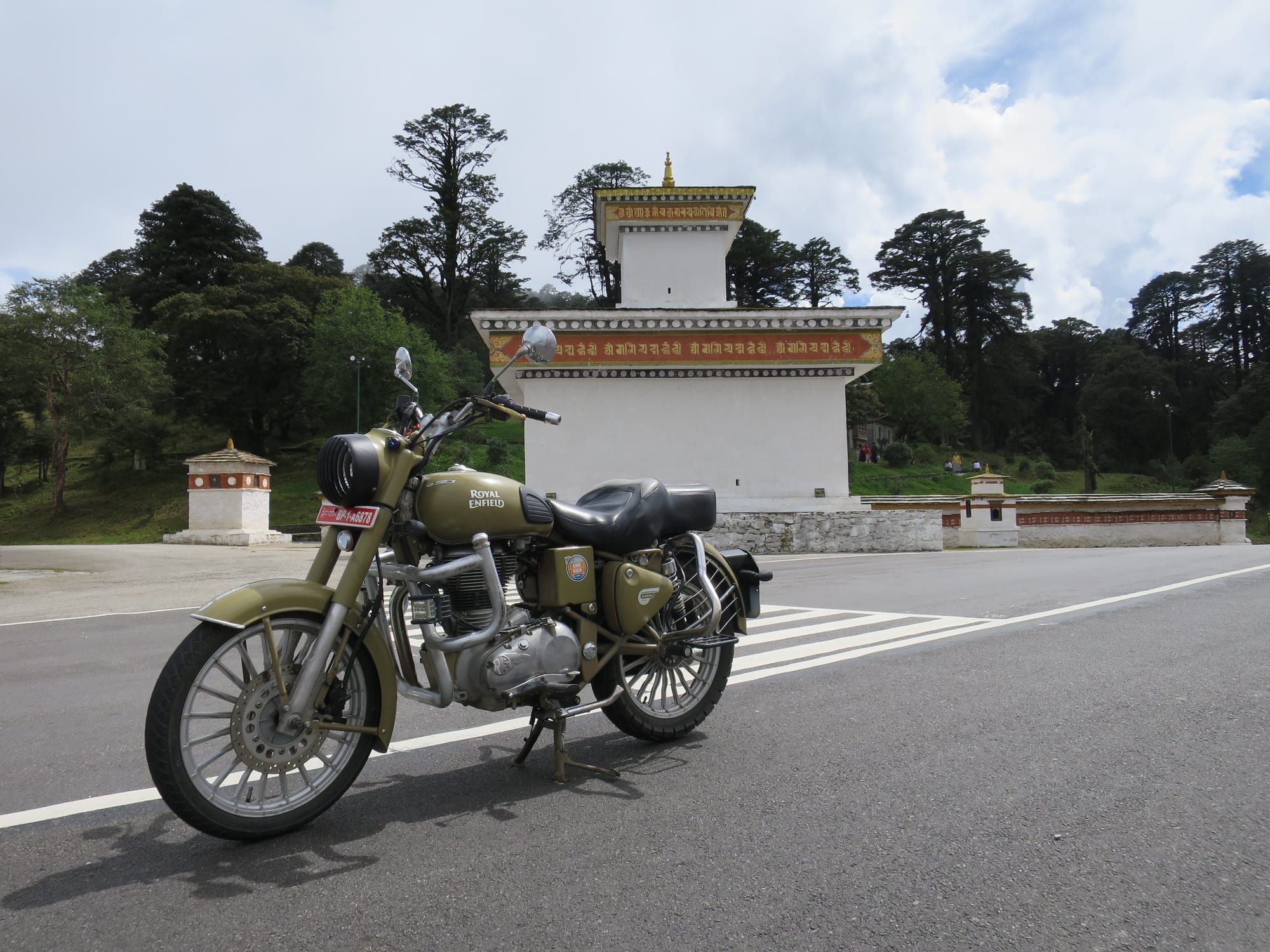 Bhutan's Chorten & Motorcycle