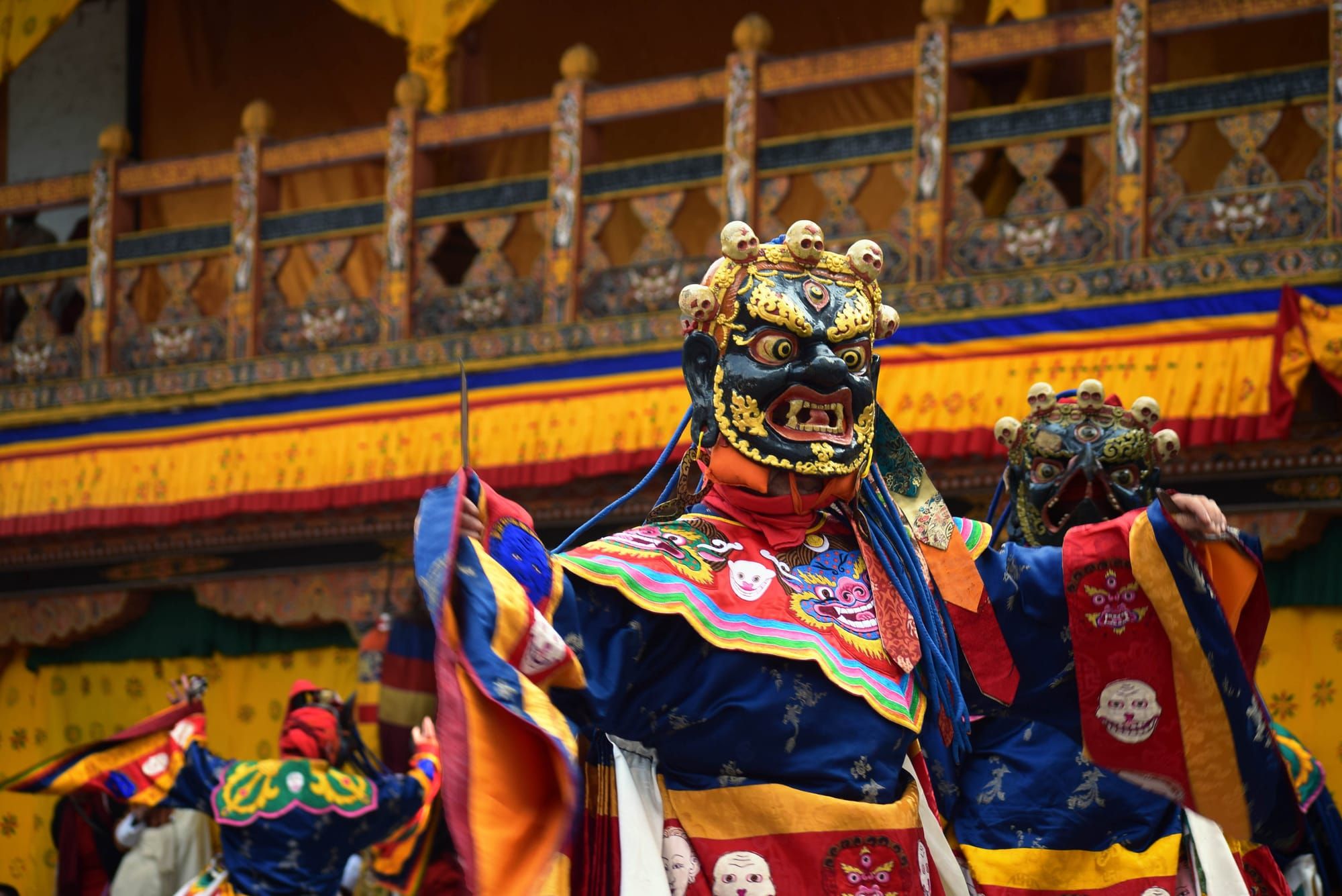 Monks at Mongar Tshechu, eastern Bhutan
