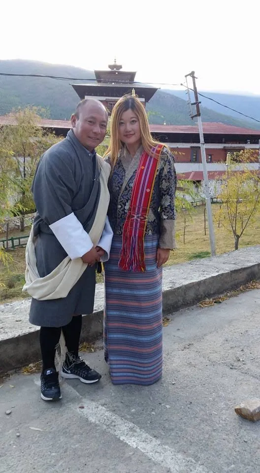 Ms. Zheng in a traditional Bhutanese attire.