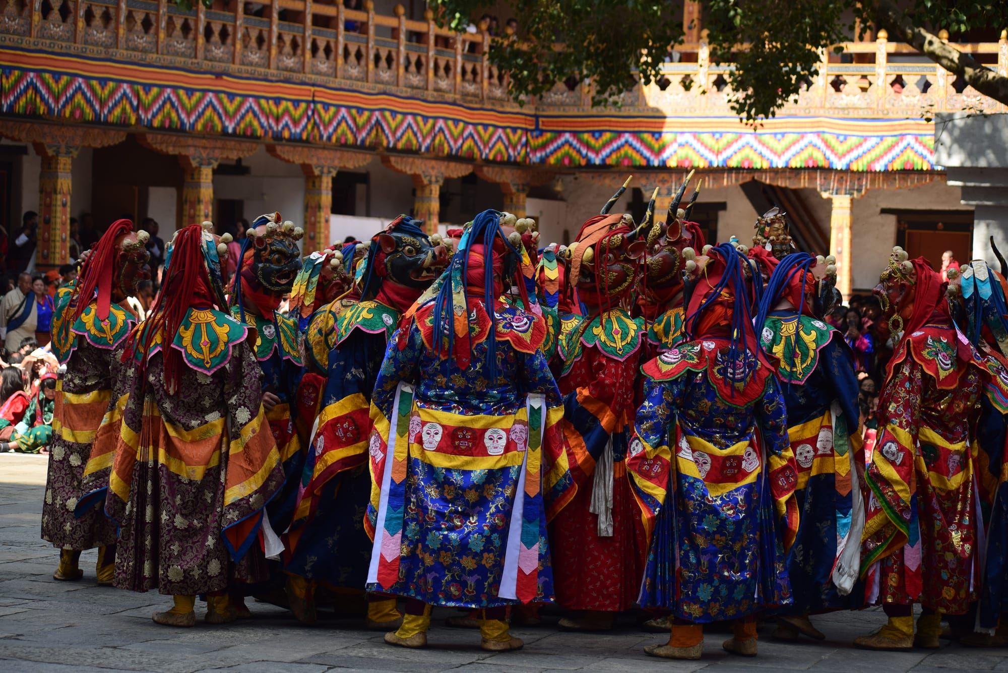 Group of Mask dancers at Punakha