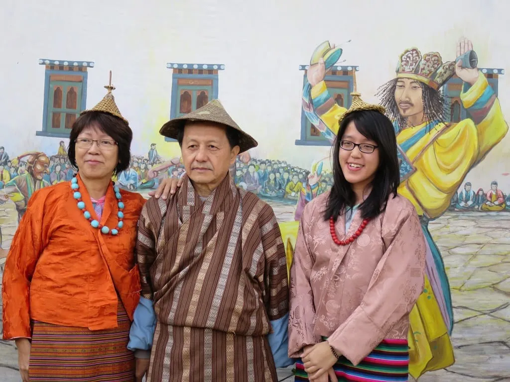 Mr. Hong Hu. Ong &amp; Family in traditional Bhutanese attires