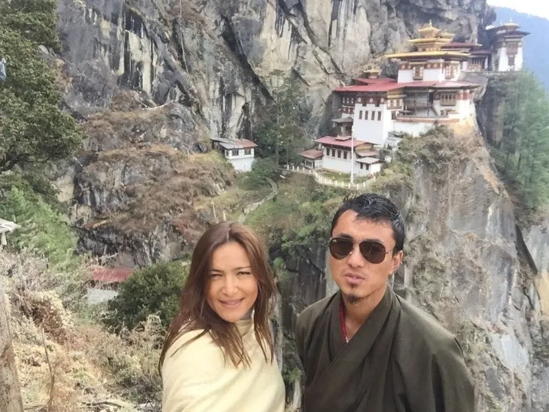 Suzana Arsic with Phuntsho at the Tiger’s Nest Monastery