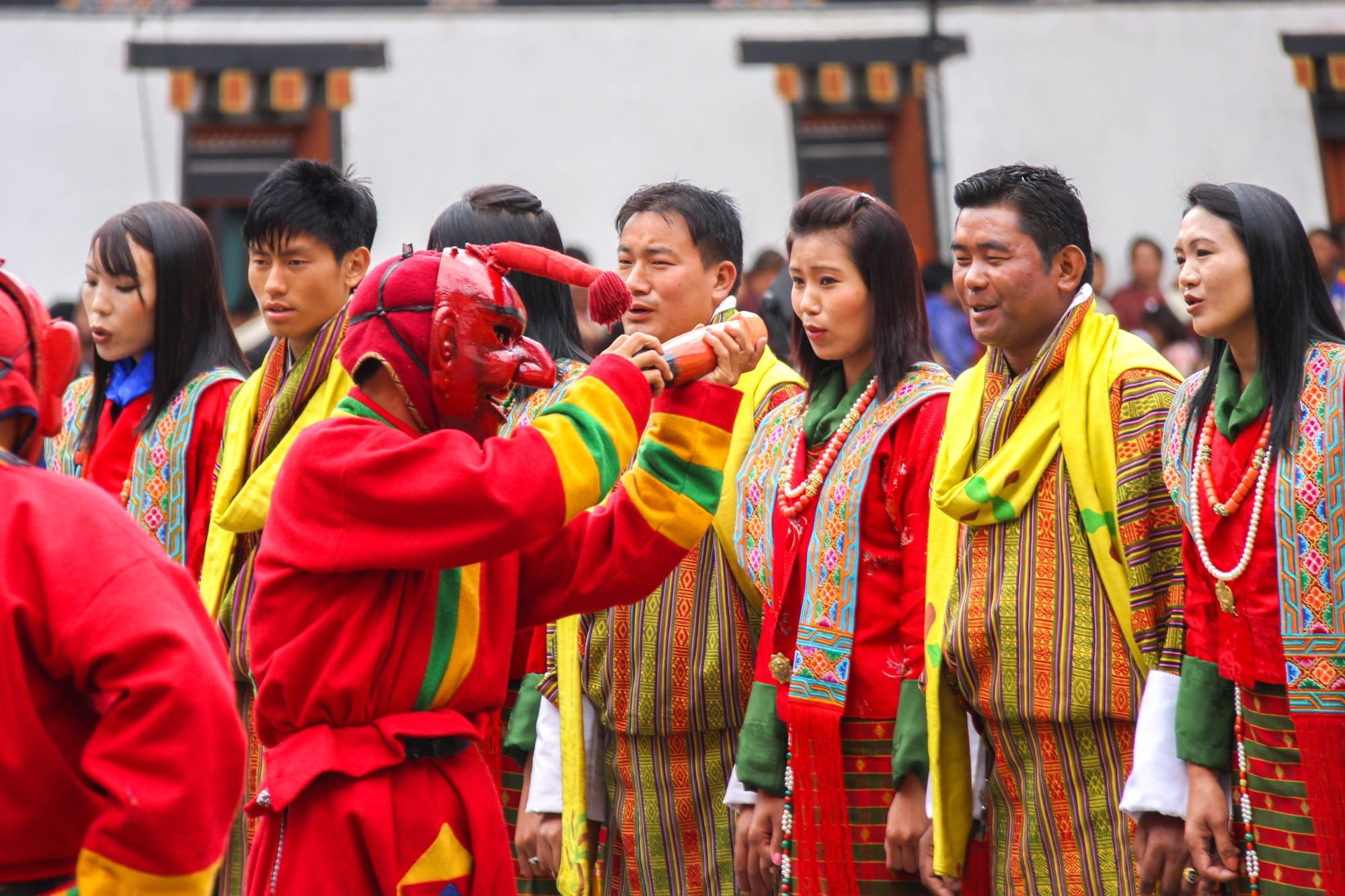 Festival crowd at Jakar Dzong