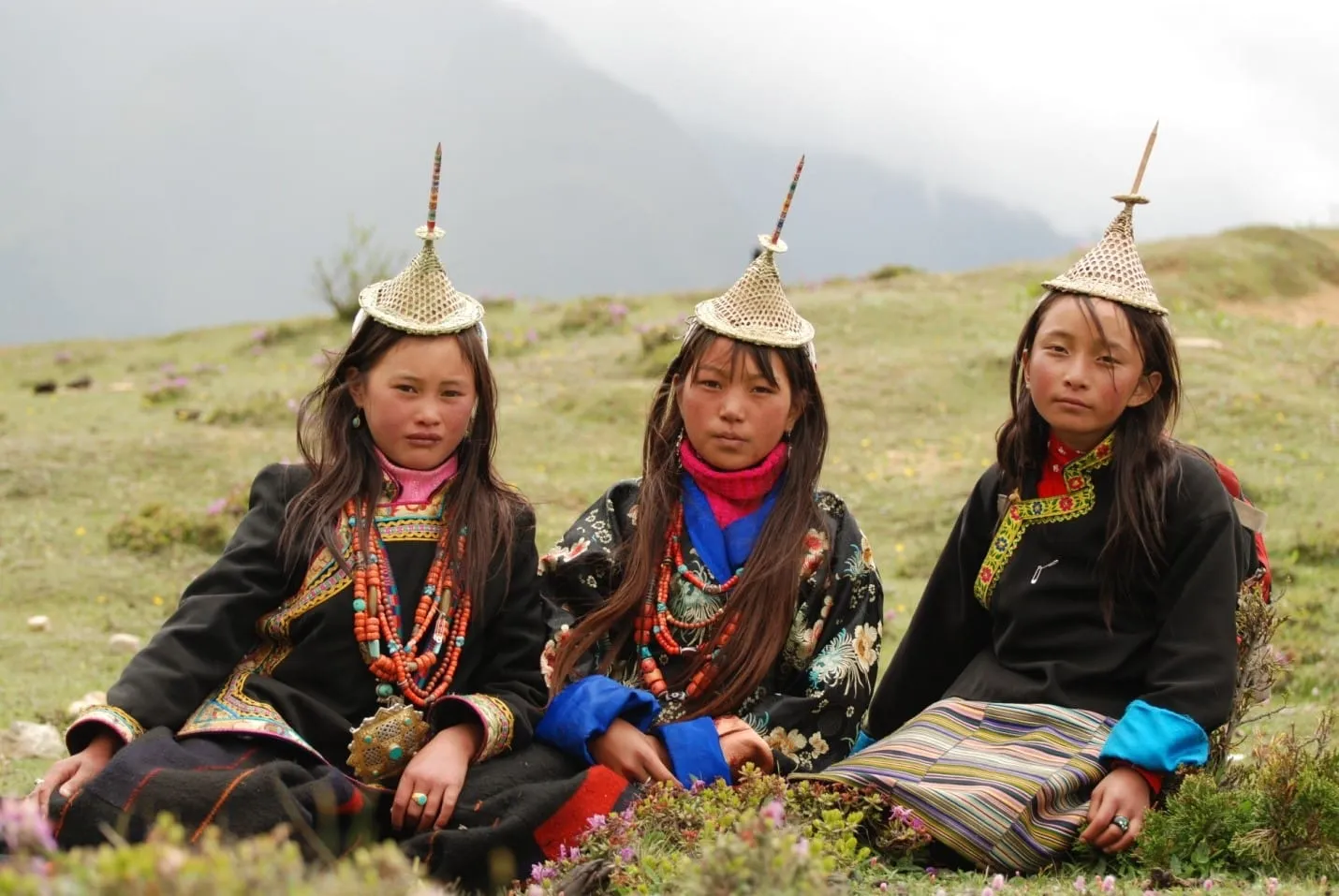 People in the highlands have their own culture and dress as is evident from this photograph.