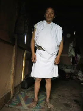 The traditional attire of a Monpa