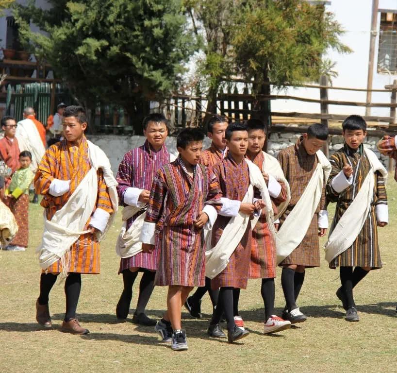A group of Bhutanese boys in Gho