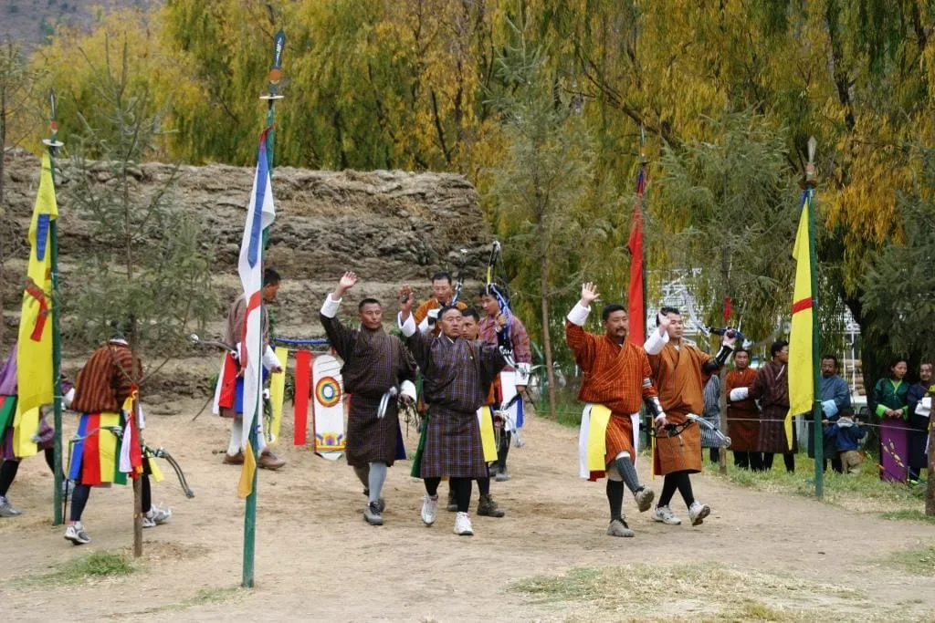 An Archery tournament in process in Thimphu