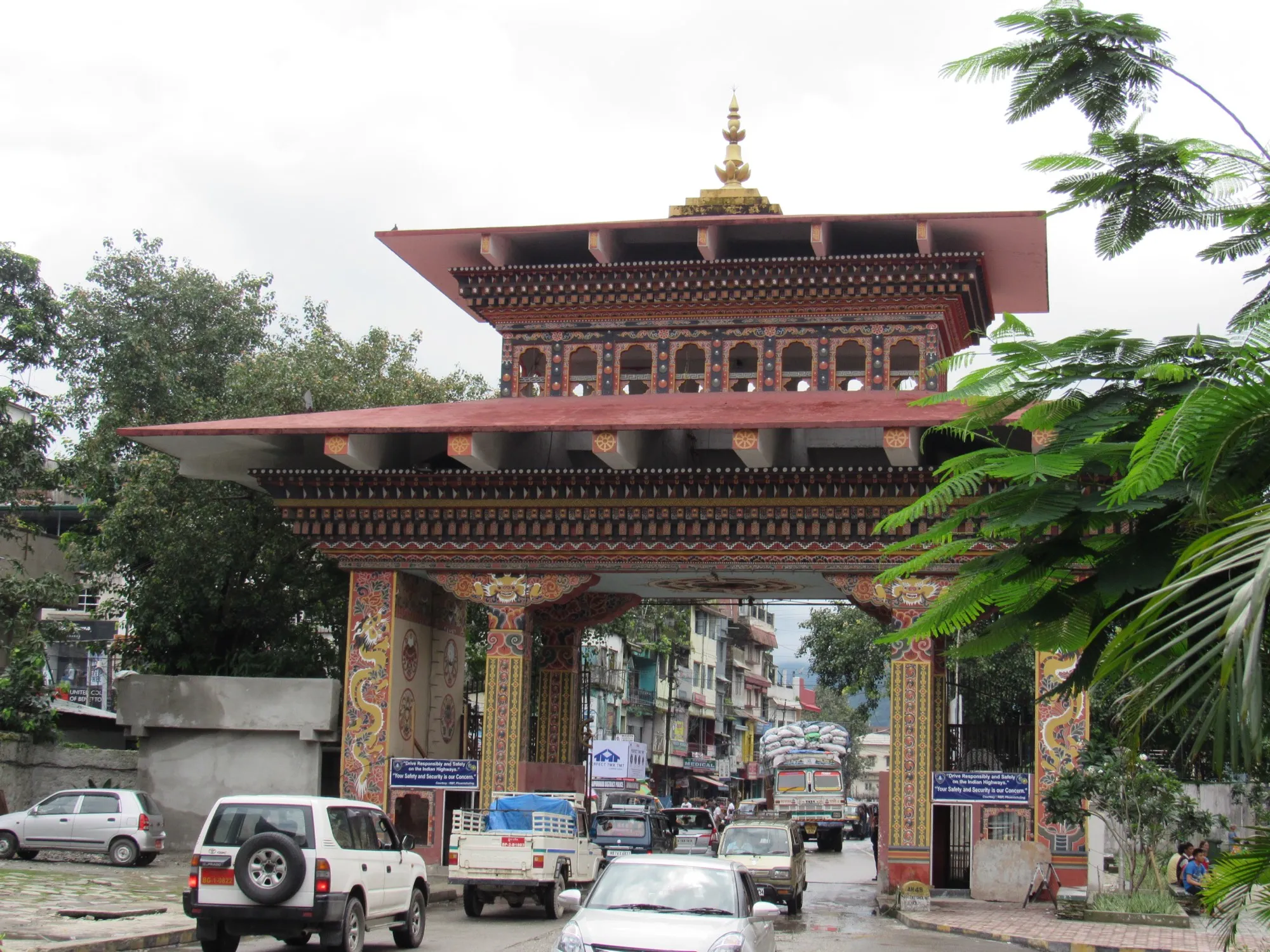 The Bhutan Gate at Phuentsholing, seen from the Indian side in Jaigaon